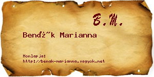 Benák Marianna névjegykártya